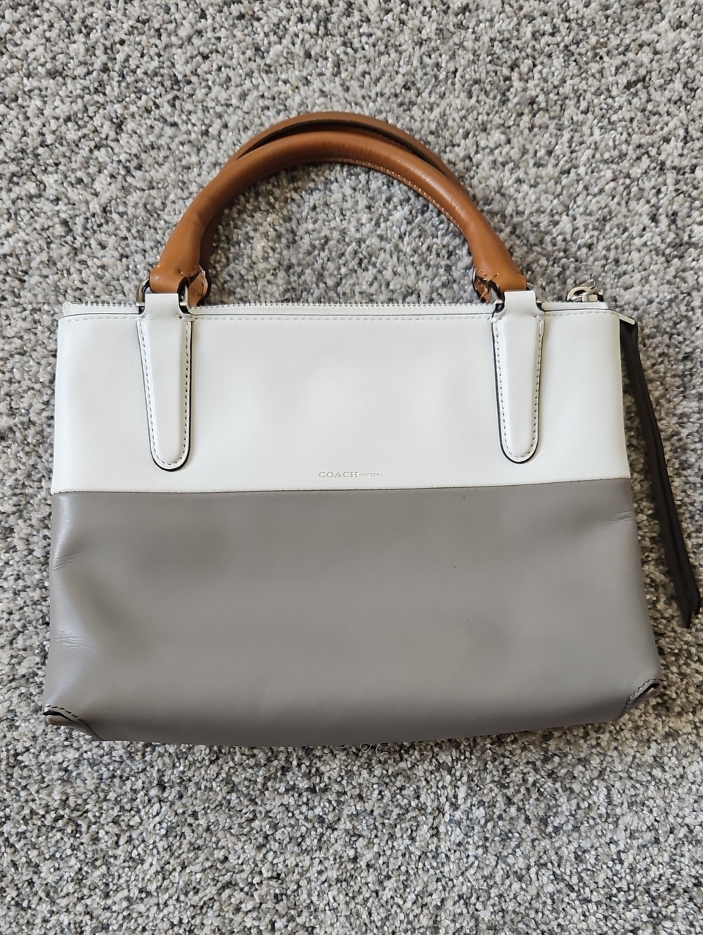 Coach Mini Borough Bag With Retro Colorblock Leather with Brown Handles